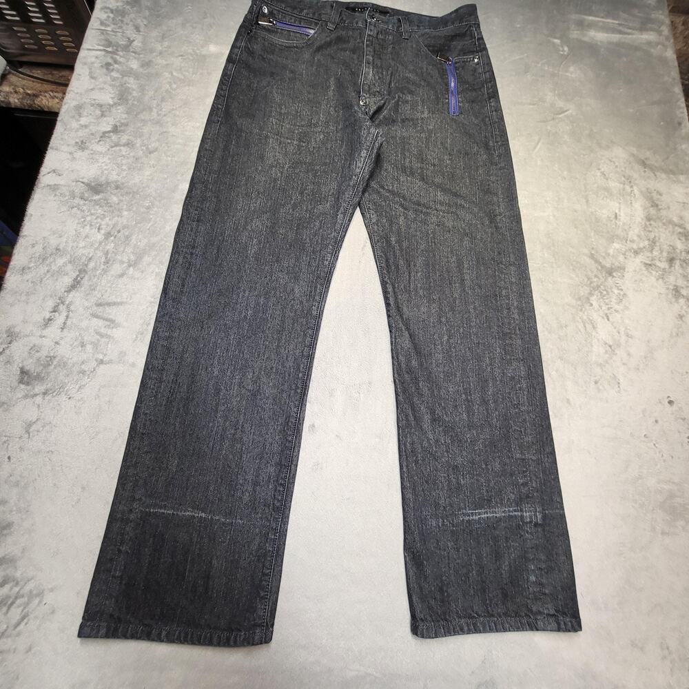 Sean John Jeans Mens 34x32 Blue Dark Wash Relaxed Fit Straight Denim Baggy